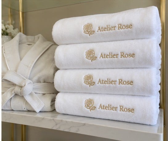 Custom bath towels in use 6