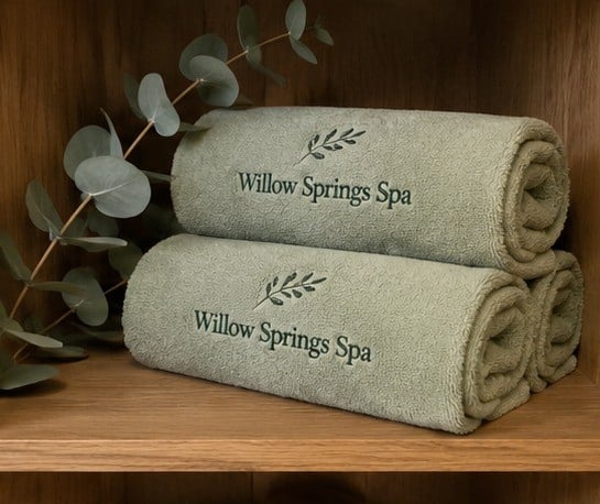 Custom bath towels in use 2